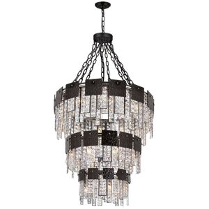 CWI Lighting Glacier 24 Light Down Chandelier With Polished Nickel Finish