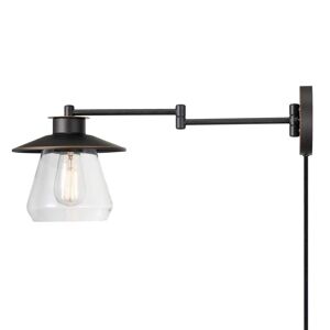 Globe Electric Nate 1-Light Oil Rubbed Bronze Plug-In or Hardwire Wall Sconce with Clear Glass Shade