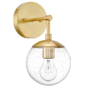 Design House Gracelyn Modern 11.65 in. Satin Gold Indoor Dimmable 1-Light Wall Sconce Light with Clear Seedy Glass Globe Shade