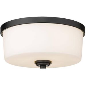 Arlington 14 in. 3-Light Matte Black Flush Mount with Matte Opal Glass Shade