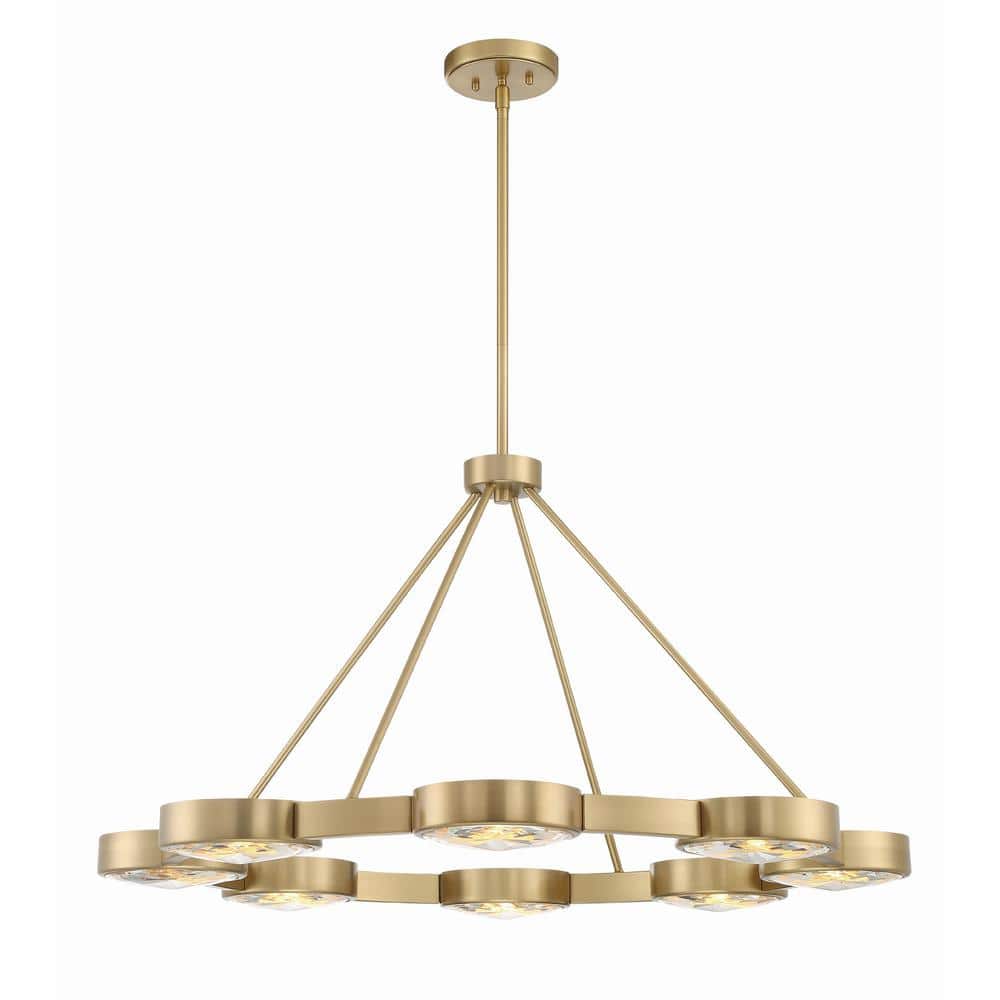 Crystorama Orson 8-Light Modern Gold Chandelier with Glass Shade