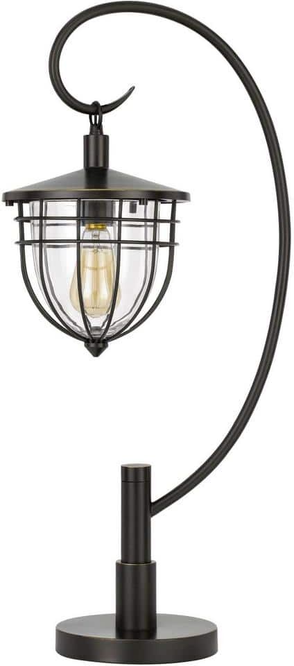 CAL Lighting Alma 30 in. H Dark Bronze Lantern Style Table Lamp with Mini Arc