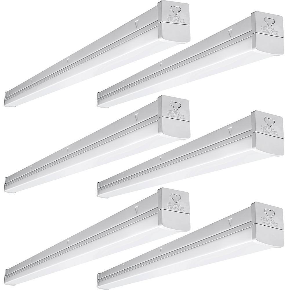 ETi 4 ft. 100-Watt Equivalent Integrated LED White Strip Light Fixture 5000K Linkable High Output 5000 Lumens (6-Pack)