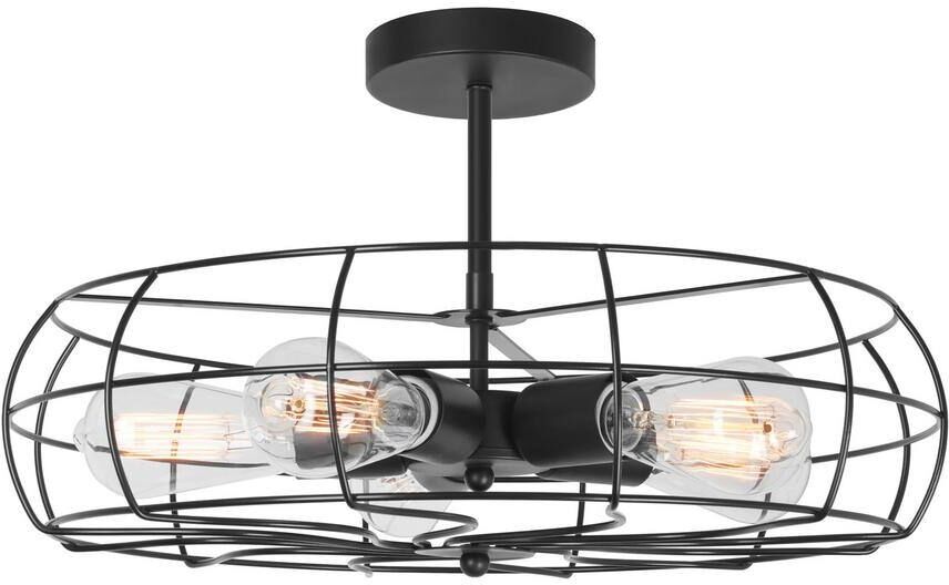 Kira Home Gage 18.5 in 60-Watt 5-Light Matte Black Industrial Semi-Flush with Black Shade, No Bulb Included