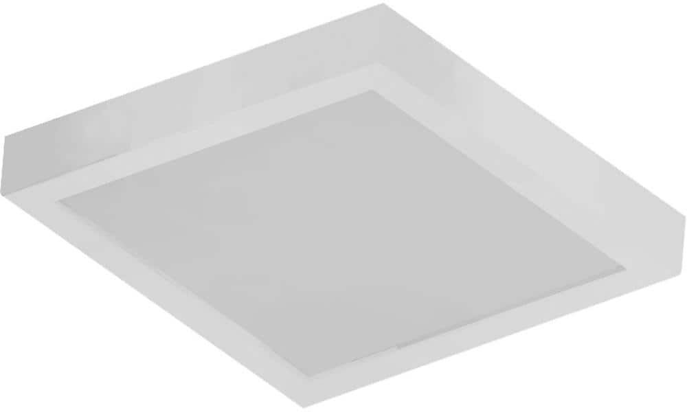 Volume Lighting 10 in. 1-Light White Integrated LED Indoor Mini Square Ceiling Flush Mount/Wall Mount Sconce - White Acrylic Square Lens