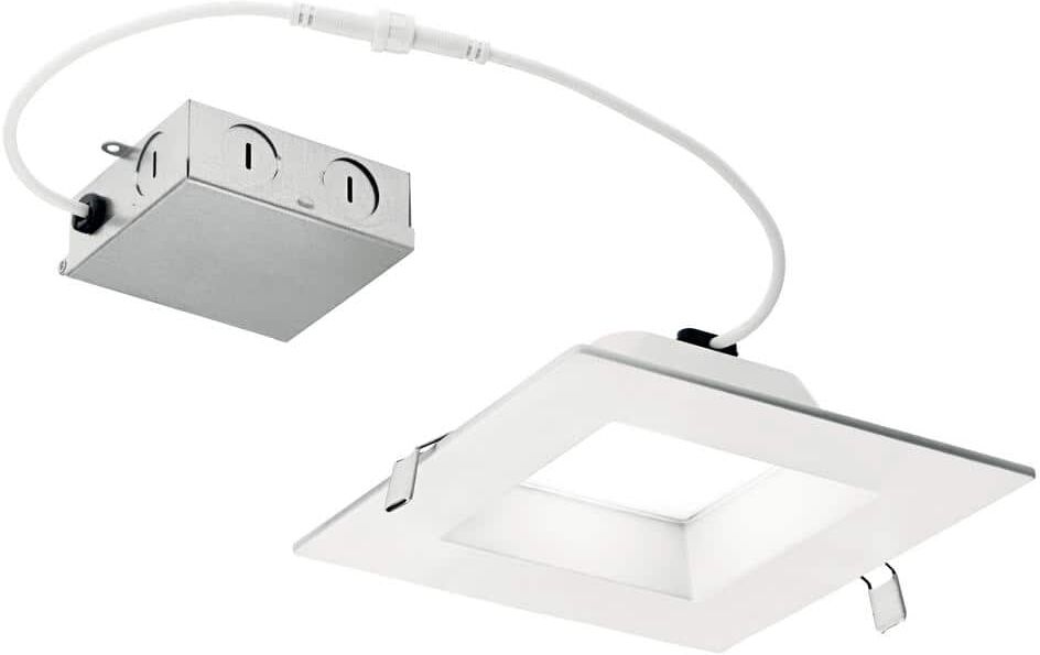 KICHLER Direct-to-Ceiling 6 in. Square White 2700K Integrated LED Canless Recessed Light Kit