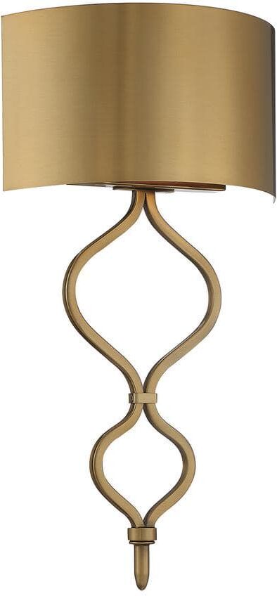 Savoy House Como 11 in. W x 20 in. H 14W Integrated LED Warm Brass Wall Sconce with Metal Shade and Helix-Shaped Metal Frame