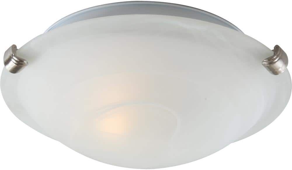 Volume Lighting 1-Light Indoor Brushed Nickel Mini Semi-Flush Mount Ceiling Fixture with White Alabaster Glass Bowl / Saucer Shade