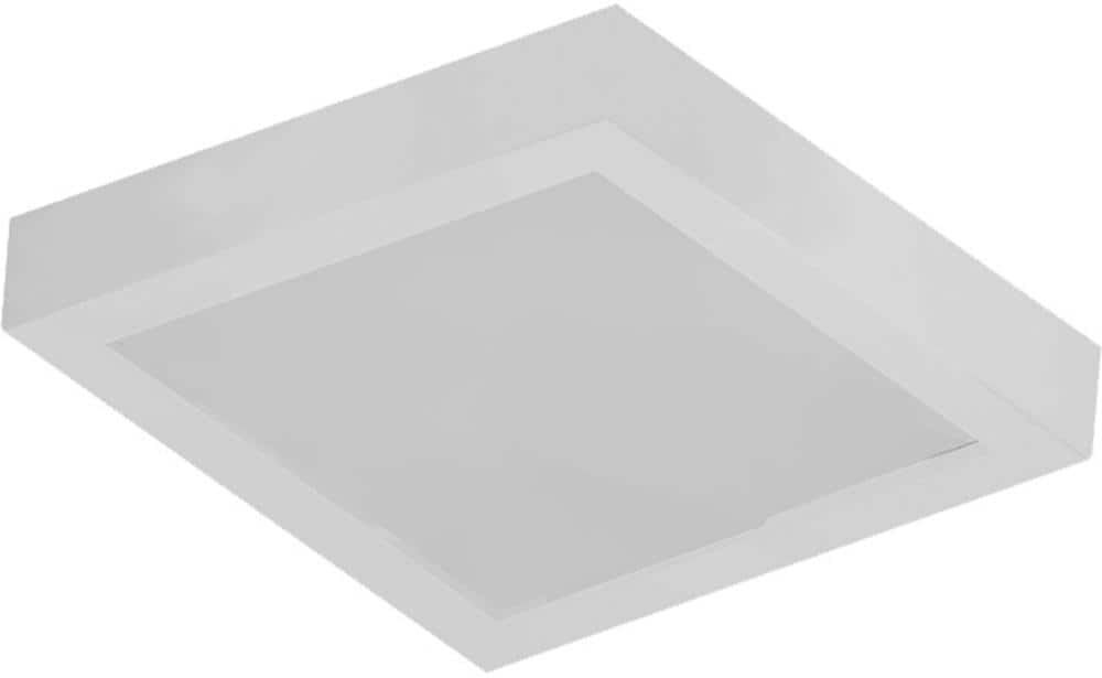 Volume Lighting 8 in. 1-Light White Integrated LED Indoor Mini Square Ceiling Flush Mount/Wall Mount Sconce - White Acrylic Square Lens