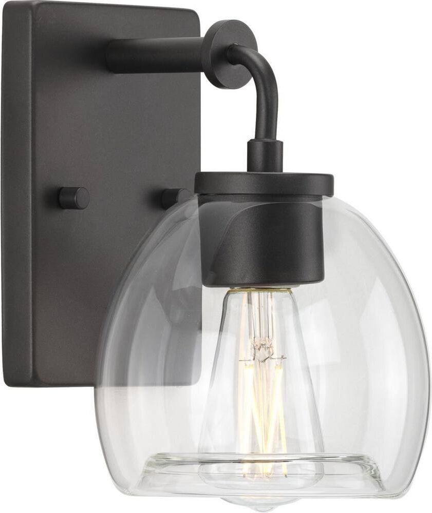 Progress Lighting Caisson 6 in. 1-Light Graphite Clear Glass Urban Industrial Bath Vanity Light