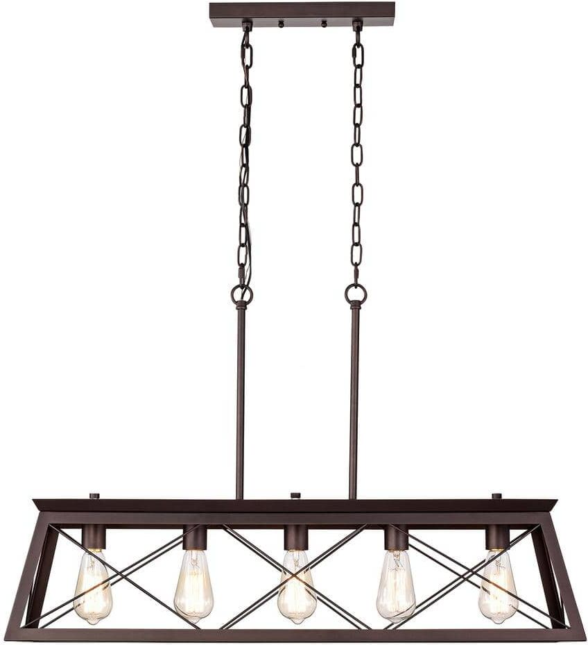 Jushua 5-Light Oil Rubbed Bronze indoor Pendant with Steel and Electrical Components