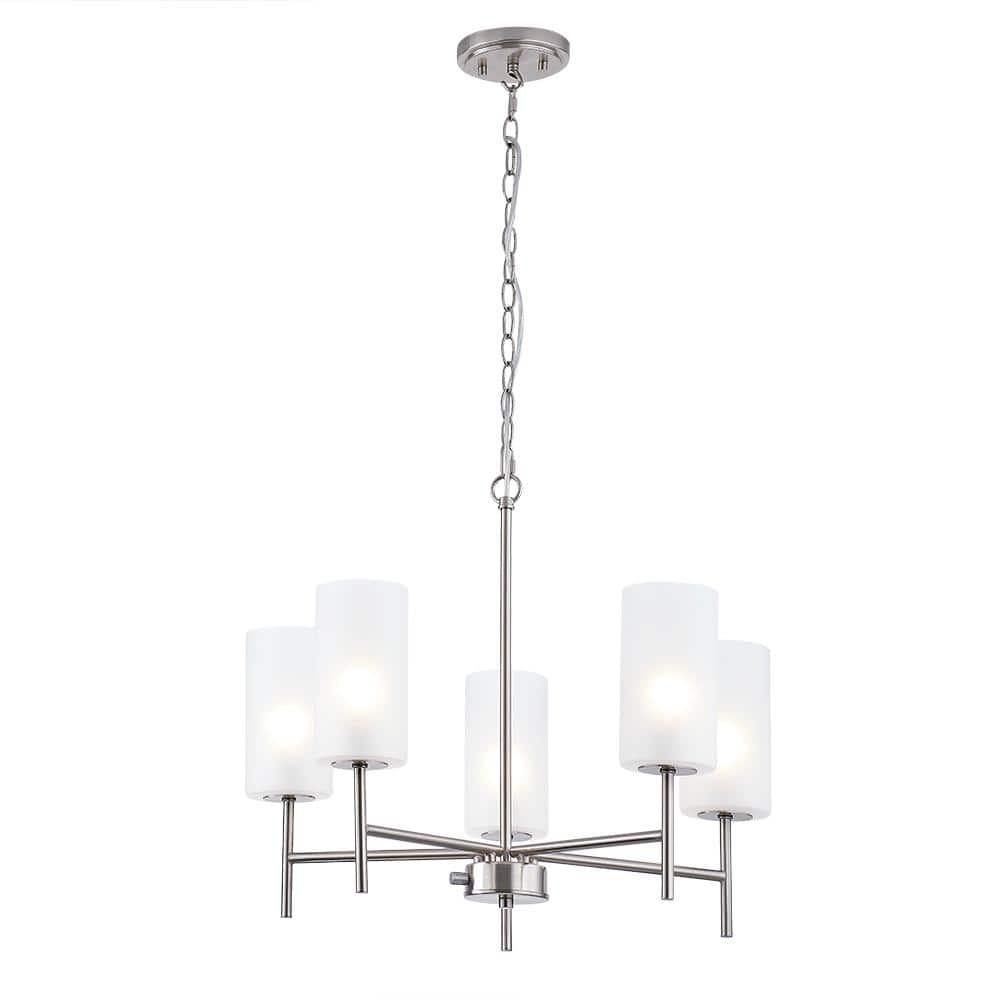 Home Decorators Collection Florabelle 5LT Chandelier modern brushed nickel finish with glass shades
