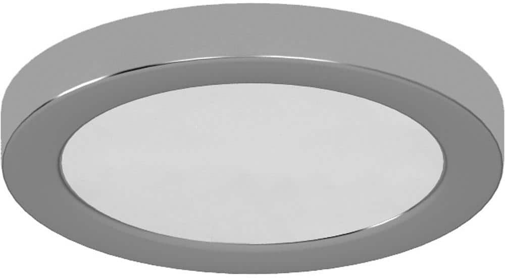 Volume Lighting 8 in. 1-Light Brushed Nickel LED Indoor Mini Disc/Circle Ceiling Flush Mount/Wall Mount Sconce with White Circle Lens