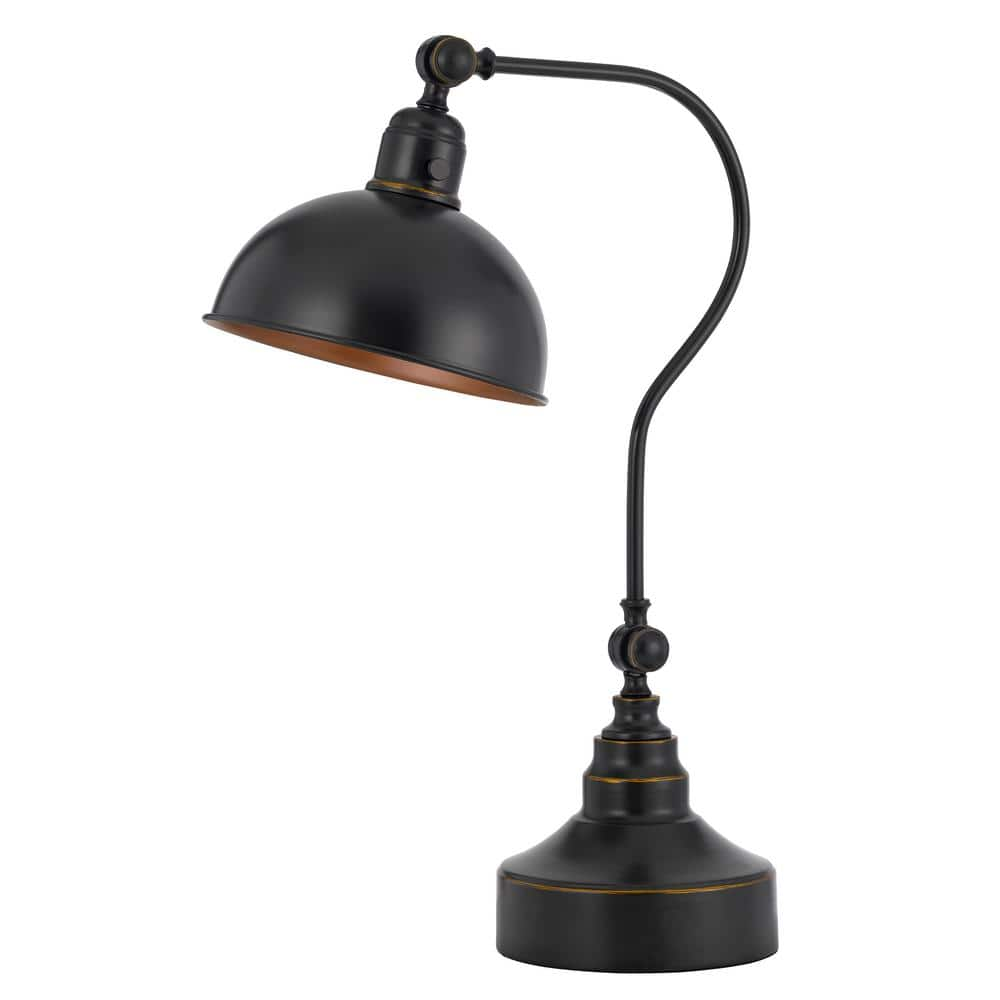 CAL Lighting 25 in. Dark Bronze Metal Down Bridge Desk Lamp with Half Dome Metal Shade