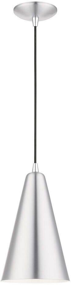 Livex Lighting Dulce 1-Light Brushed Aluminum Mini Pendant with Polished Chrome Accents