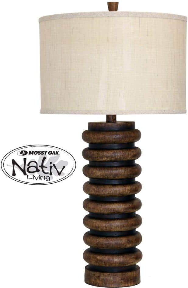 StyleCraft Table Lamp 35 in. Dark Teak Table Lamp