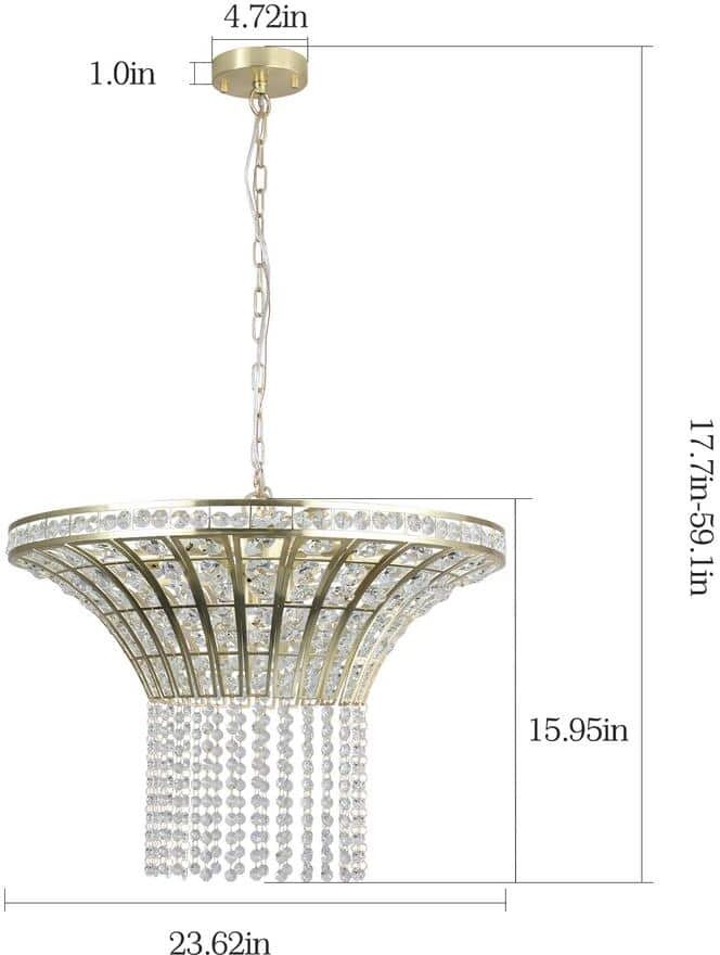 Sunpez 8-Light 23.6 in. W Luxury Waterfall Crystal Chandelier Hanging Ceiling Lighting Fixture, 8 x G9 Halogen, No Bulbs