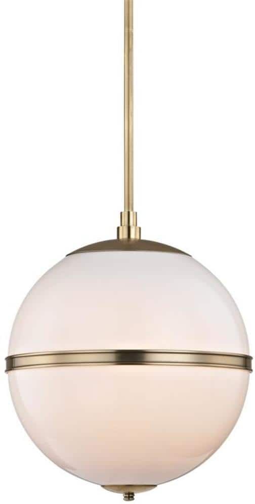 Crystorama Truax 3-Light Aged Brass Shaded Chandelier with Glass Shade