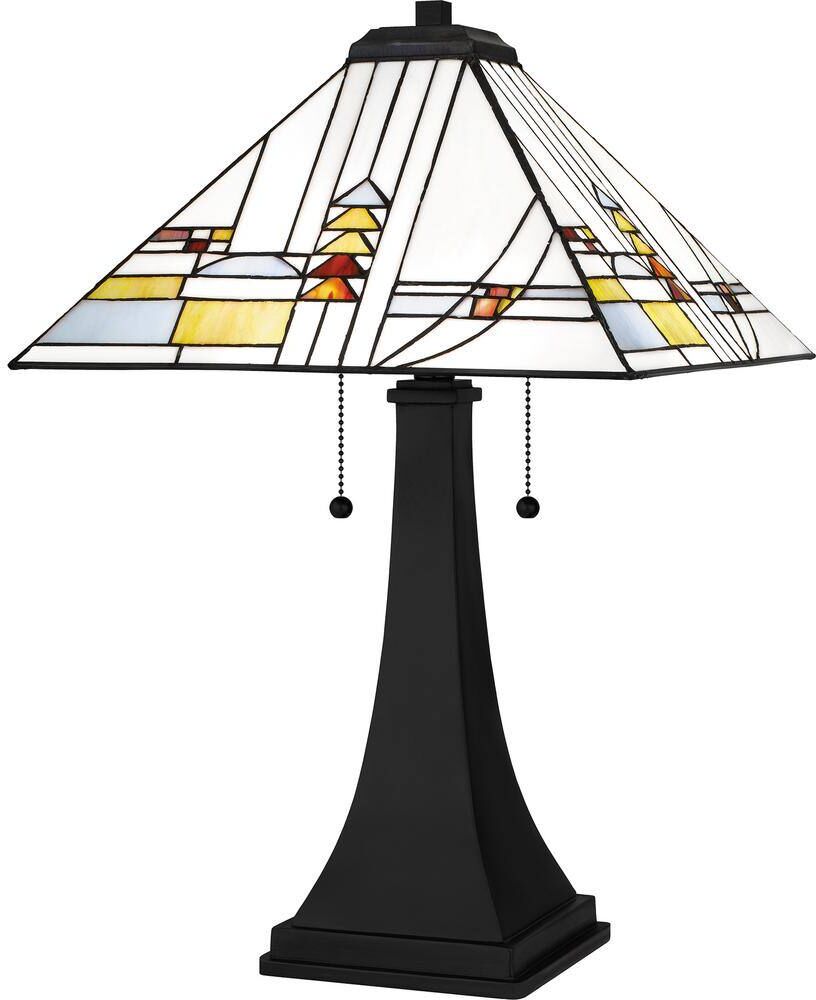 Quoizel Winchester 24 .25 in. Matte Black Table Lamp with Multicolor Art Glass Shade