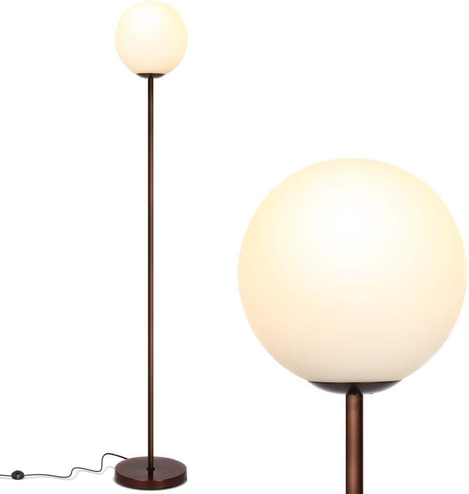 Brightech Luna 65 in. Oil Brushed Bronze Modern 1-Light LED Energy Efficient Floor Lamp with Frosted White Glass Globe Shade