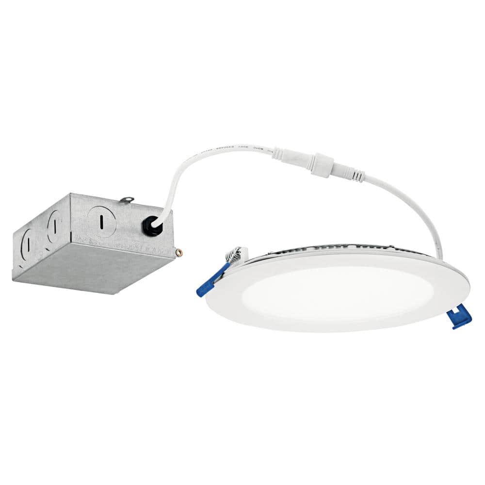 KICHLER Direct-to-Ceiling 6 in. Round Slim White 3000K Integrated LED Canless Recessed Light Kit