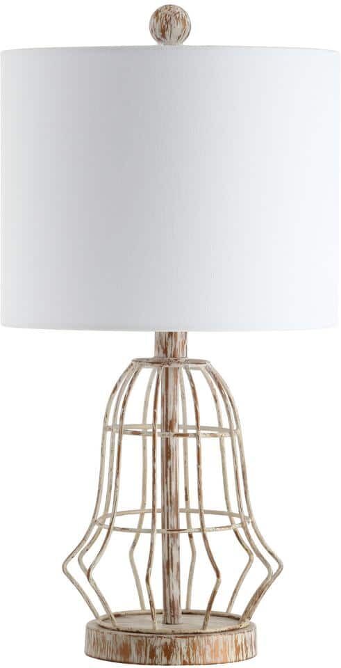 SAFAVIEH Canes 20 in. Metal Antiqued Table Lamp with White Shade