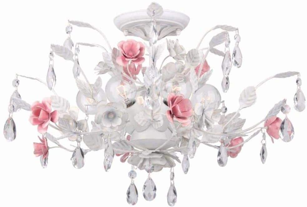 Crystorama Lola 20 in. 6-Light Wet White Semi-Flush Mount