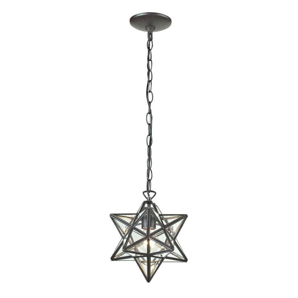 Titan Star 1-Light Clear Glass and Oiled Bronze Pendant Lamp