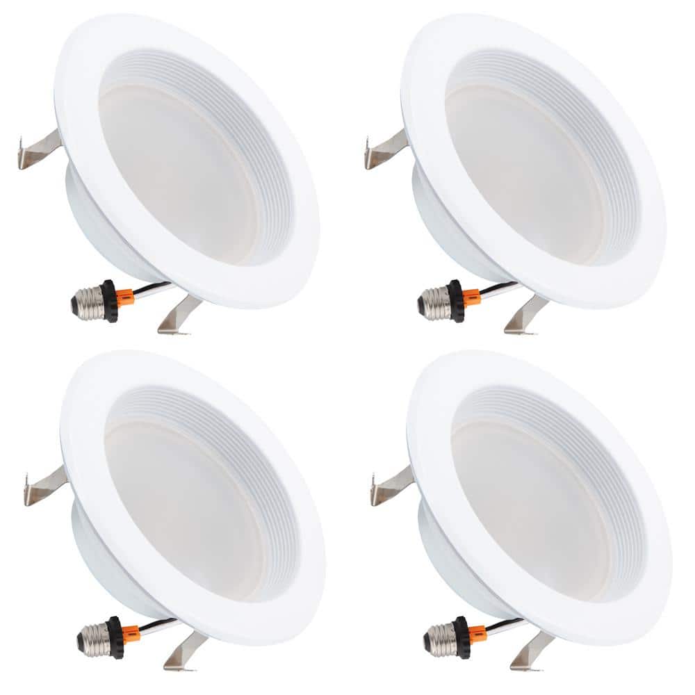 Maxxima 4 in. Round 4000K Neutral White New Construction Non-IC Rated Recessed Integrated LED Kit (4-Pack)