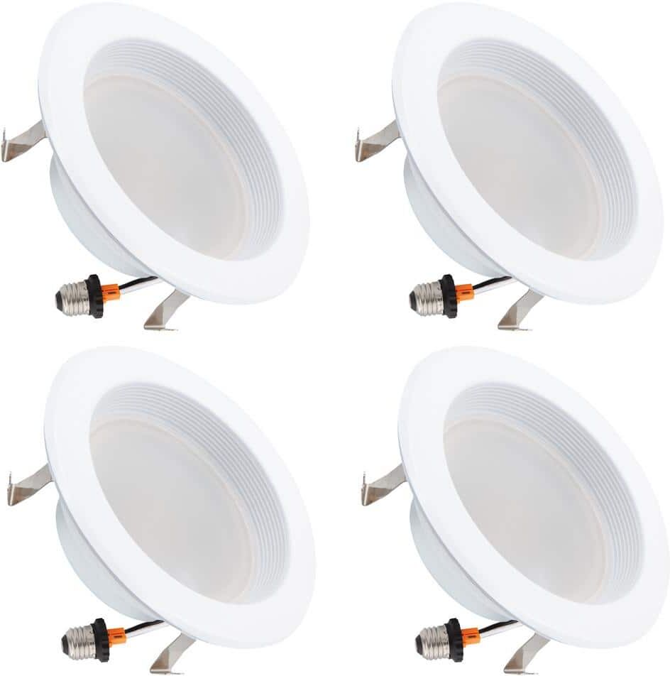 Maxxima 4 in. Round 2700K Warm White New Construction Non-IC Rated Recessed Integrated LED Kit (4-Pack)