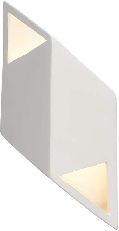 Justice Design Ambiance Small Rhomboid 12-Watt Bisque Integrated LED Ceramic Wall Sconce