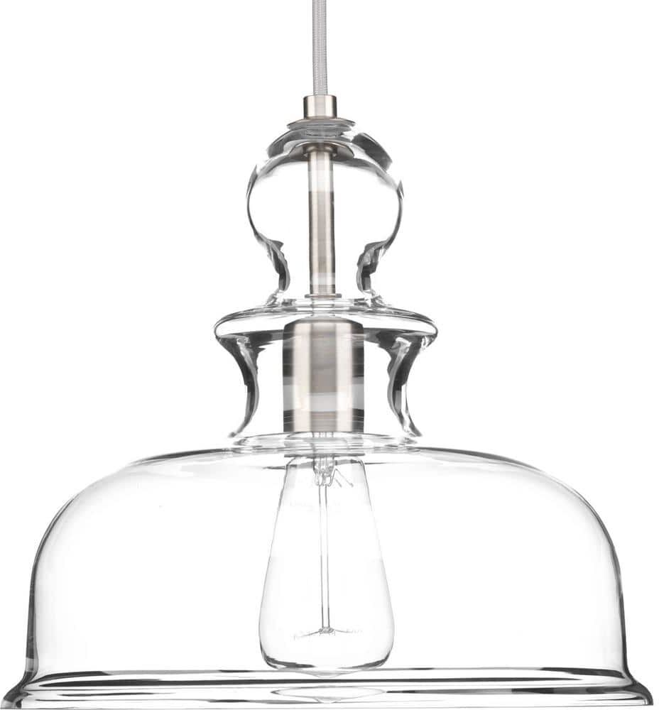 Progress Lighting Staunton Collection 1-Light Brushed Nickel Pendant with Clear Glass