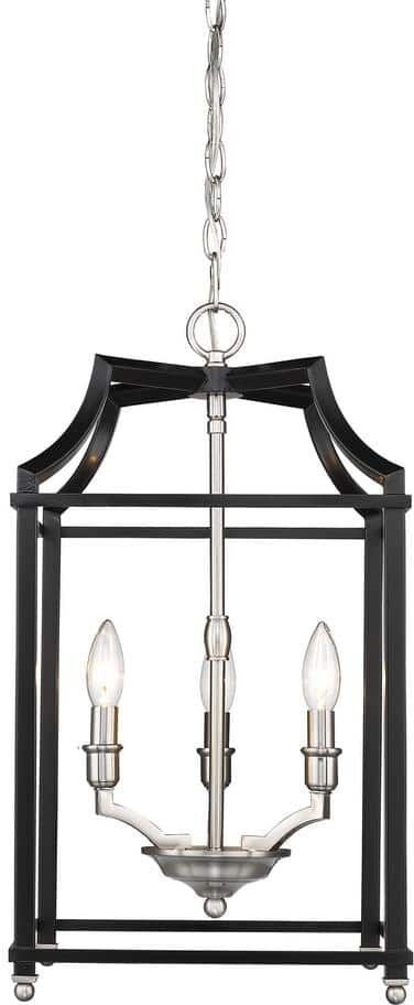 Golden Lighting Leighton 3-Light Pewter and Black Pendant Light