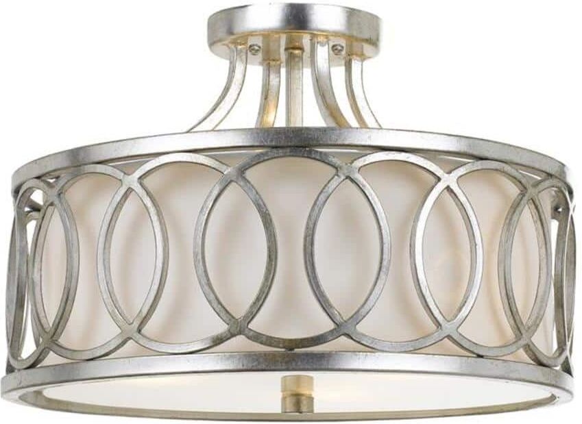 Crystorama Graham 15 in 3-Light Antique Silver Flush Mount