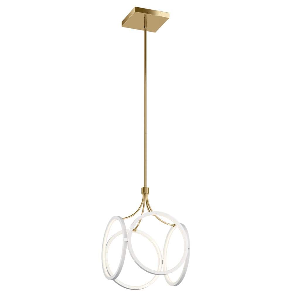KICHLER Elan Ciri 19.75 in. Integrated LED White with Champagne Gold Accent Contemporary Cage Kitchen Pendant Hanging Light