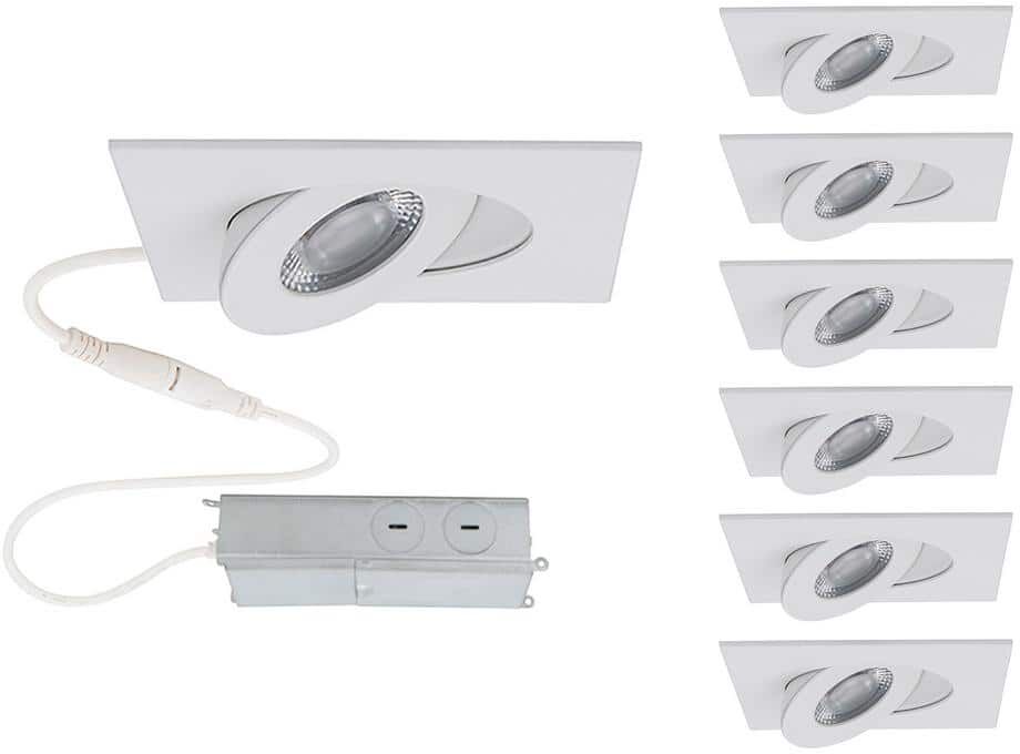 WAC LIMITED Lotos 2 in. Canless Square Adjustable 3000K New Construction/Remodel IC-Rated Integrated LED Recessed Light Kit (6-Pack)