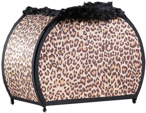 ORE International 11.75 in. Leopard Animal Print Purse with Black Faux Handle Table Lamp