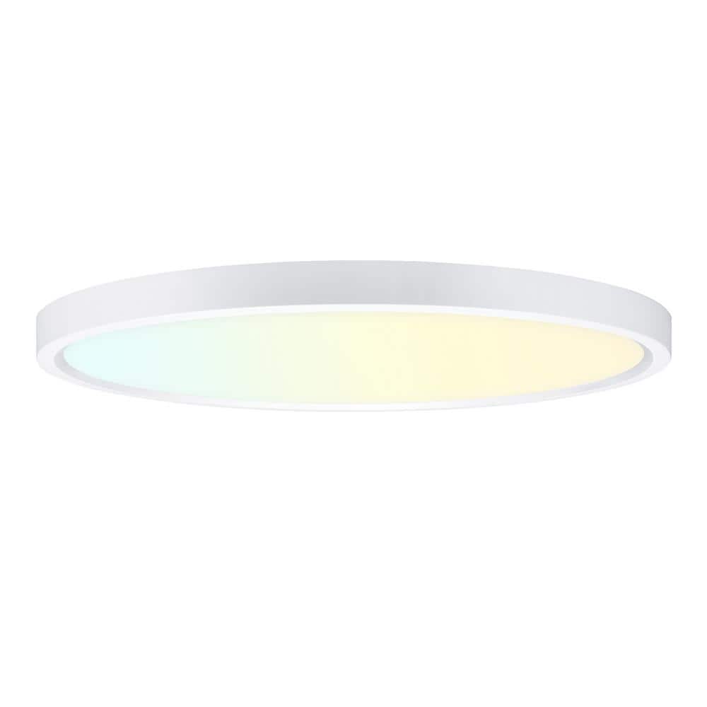 Sofiton 16 in. Round White New Ultra-Low Profile Integrated LED Flush Mount Ceiling Light 5CCT Selectable