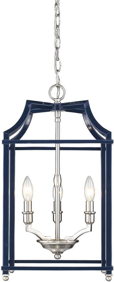 Golden Lighting Leighton 3-Light Pewter and Navy Blue Pendant Light