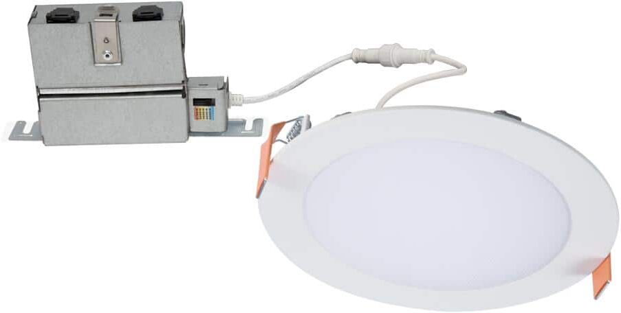 HALO HLB Series 6 in. Adjustable CCT Canless IC Rated Dimmable Indoor, Outdoor Integrated LED Recessed Light Kit