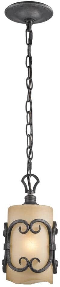 Golden Lighting Vargas Collection 1-Light Black Iron Mini Pendant