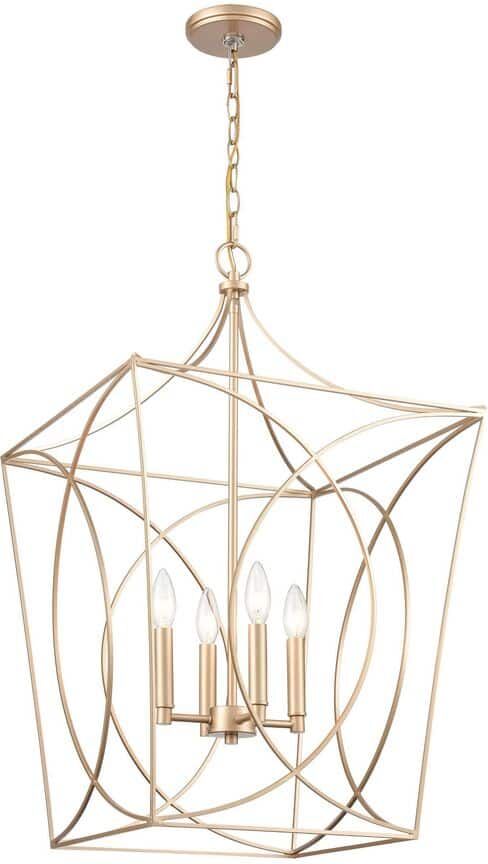 Millennium Lighting Tracy 18 in. 4-Light Painted Modern Gold Pendant Light