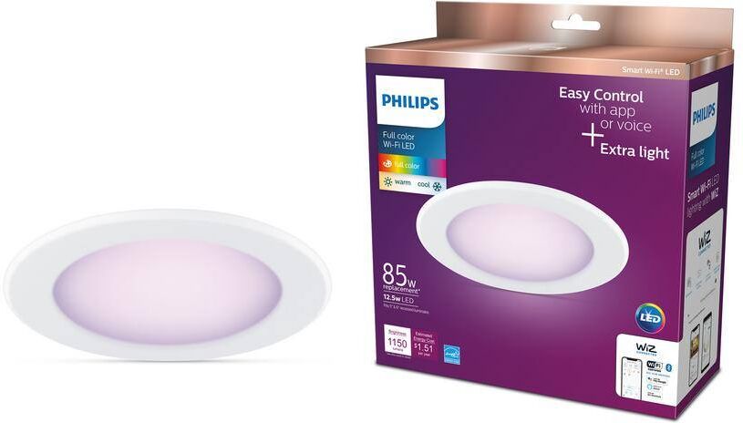 Philips 5 in. / 6 in. LED Color Changing 65-Watt Equivalent Smart Wi-Fi Recessed Light Powered by WiZ (2-Pack)