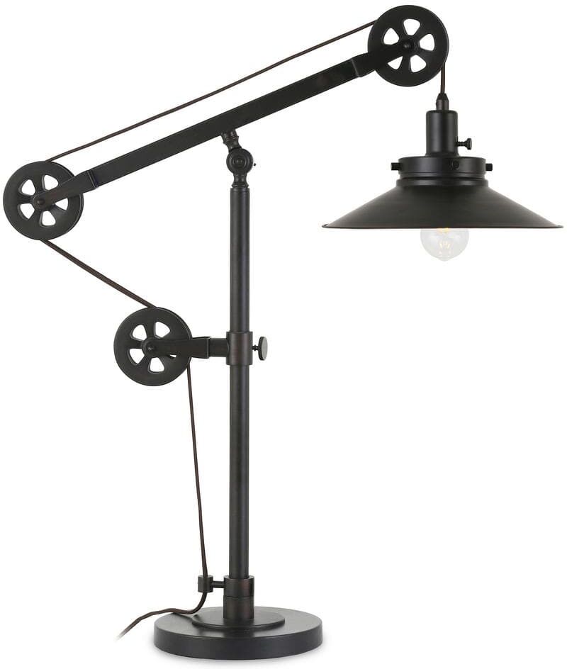 Meyer&Cross Descartes 29 in. Blackened Bronze Wide Brim Table Lamp with Pulley System