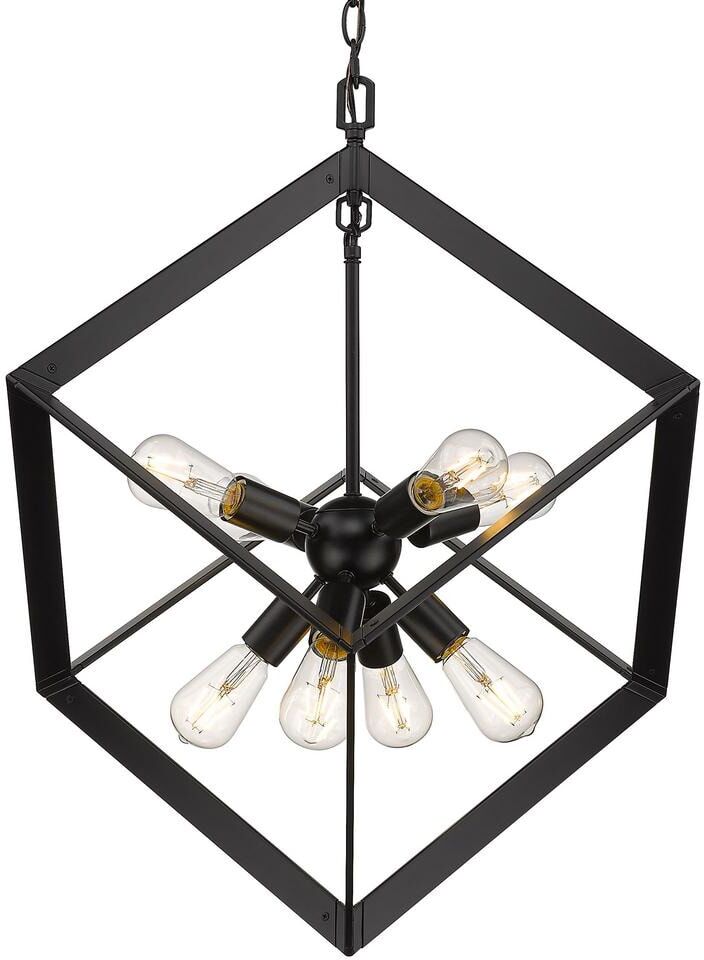 Golden Lighting Architect 8-Light Black Pendant