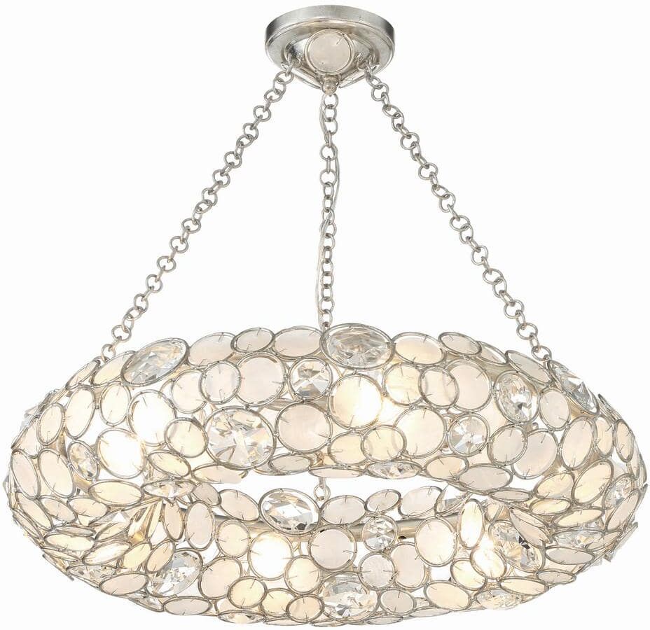 Crystorama Palla 6-Light Antique Silver Chandelier with No Bulb Included