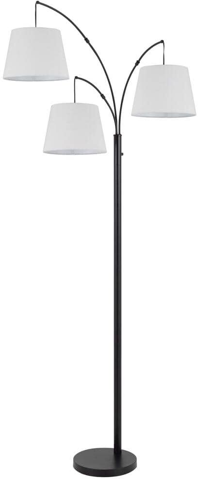 CAL Lighting Vardon 83 in. H Black Metal Arc Floor Lamp for Living Room with Fabric Shade