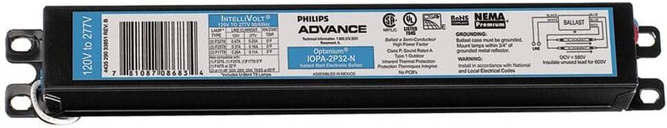 Philips Optanium 40-Watt (F40T12) 1 or 2 Lamp T8 4 ft. 120/277-Volt Instant Start Electronic Fluorescent Replacement Ballast