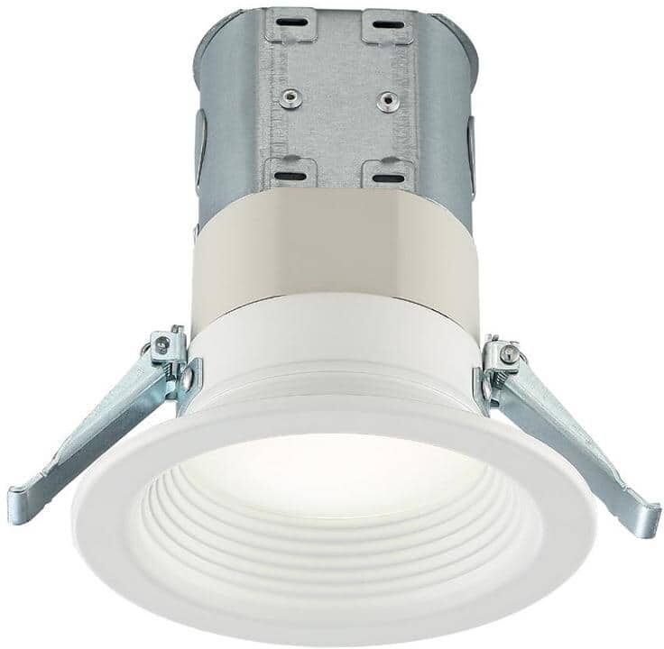 Commercial Electric Easy-Up 4 in. White Baffle Integrated LED Recessed Kit with Selectable CCT (2700K-5000K), (No Can Needed)