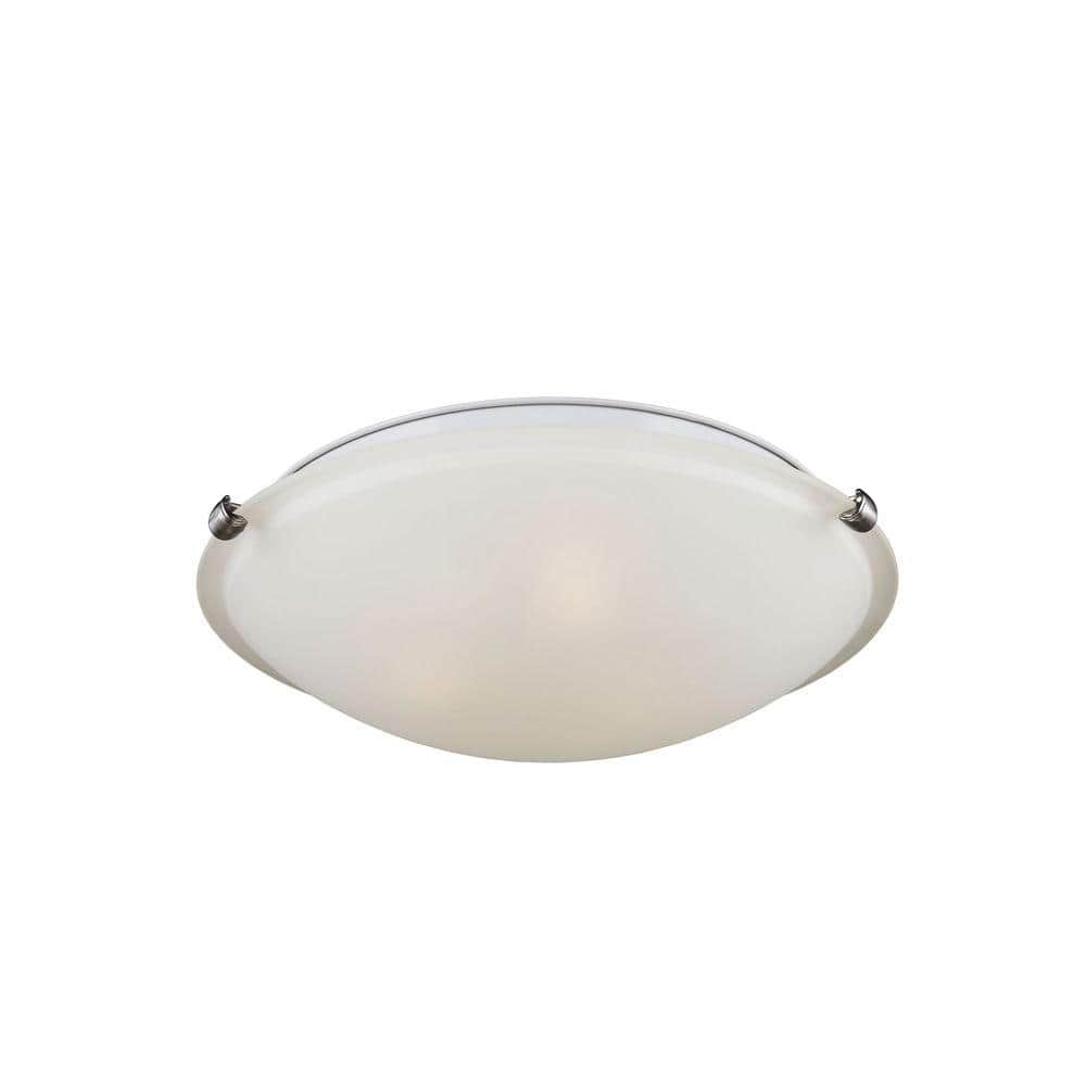 Generation Lighting Clip Ceiling 3-Light Brushed Nickel Flush Mount with LED Bulbs